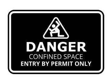 Signs ByLITA Classic Framed Danger: Confined Space - Entry by Permit Only Door or Wall Sign Easy Installation | Health And Safety | Building And Warning Signs